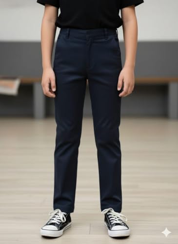 Image of A.T.U.N. (ALL THINGS UBER NICE) Boys Regular Fit Formal Chinos | Smart School & Occasion Wear Bottoms | Smooth, Comfortable & Tailored Look Pants