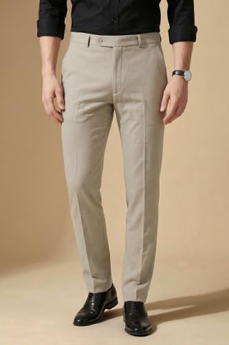 Image of Peter England Men's Premium Formal Stretchable Knit Super Slim Fit Trouser | Comfort Lycra | 360-Degree Stretch