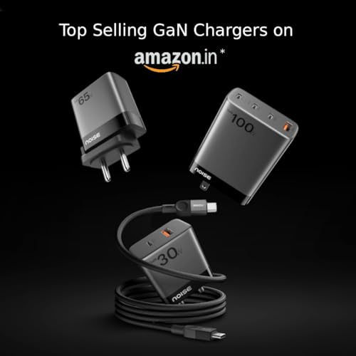 Image of Noise Power Series 30W Gan Charger: 2 Ports (1 USB-C Type, 1 USB-A), iPhone 0-50% In 30Mins, With Globally Compatible, Supports All iPhones, Android Phones, Tablets (Black)