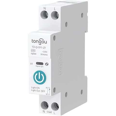 Smart Life ZigBee WiFi 1P DIN Rail for Smart Home Remote Control Switch by TUYA APP DIY Idea TONGOU (No Metering 63A) Cover