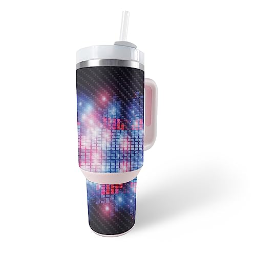 Image of MightySkins Carbon Fiber Skin Compatible with Stanley The Quencher H2.0 FlowState 40 Oz Tumbler - Neon EQ | Protective, Durable Textured Carbon Fiber Finish | Easy to Apply, Remove, and Change Styles