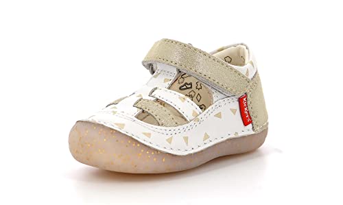 Kickers SUSHY, Chaussure Baby Garçon Unisex Kinder, Blanc Or Plumetis, 24 EU