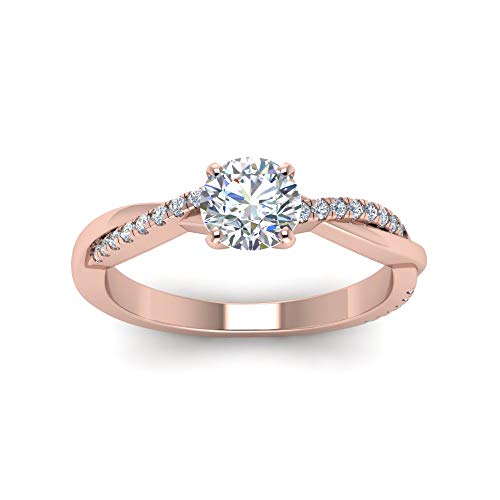 Image of 55Carat Choose Your Gemstone 18k Rose Gold Plated Infinity Twist Ring Crystal Round Shape Side Stone Wedding Valentine Wear Promise Ring with Pave Setting for Women Size US 4 to 12