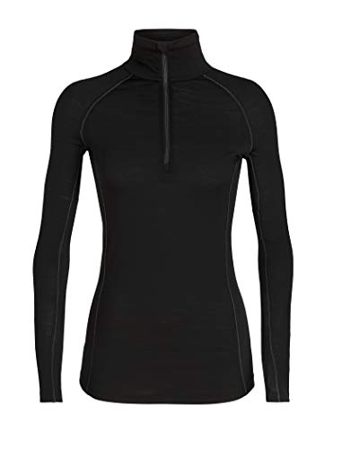 Icebreaker Merino Women's 150 Zone Long Sleeve Half Zip Jacket, Black/Mineral, Small