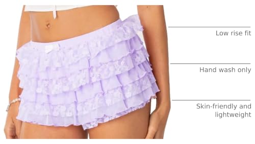 Image of NUFIWI Women Lolita Bloomers Ruffle Shorts Lace Cute Pumpkin Pants Sexy Boyshorts Layered Y2k Mini Shorts Pettipants