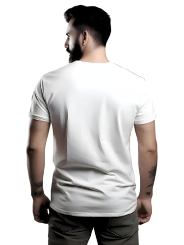 Image of T-Shirt for Men - 100% Cotton Ladakh Motorcycle Rider Half Sleeve Round Neck Graphic Print | Regular & Oversized Fit | 180 /220 GSM | S-5XL | Black, Navy Blue, Olive, Red, White