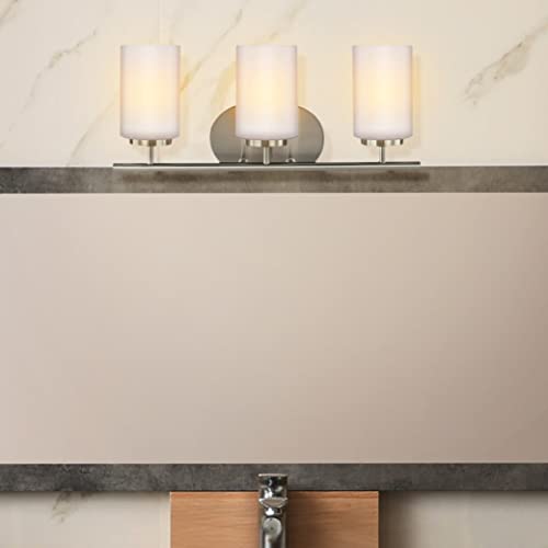 Image of Generation Lighting 41162-962 Lighting Oslo Three Light Wall /Bath Brushed Nickel Finish Incandescent Lamping Type, 300 Total Watts, 8.5 Inch Height, 20 Inch Wide