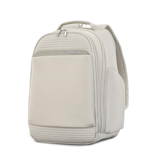 Samsonite Paralux Everyday Backpack - Laptop & Tablet Backpack with 5 Compartments Removable TecKit Pouch Microsuede Trim Water Bottle Pockets - Work Commute & Travel Bag - Stone Grey