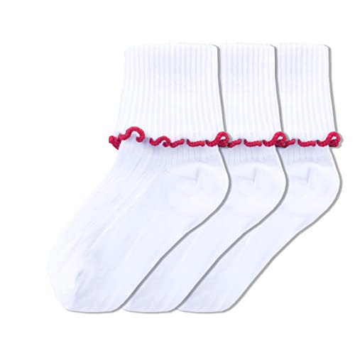 Sierra Socks Big Girl's Turn Cuff Lettuce Edge School Uniform Socks - Combed Cotton, Seamless Toe, Soft, & comfortable socks