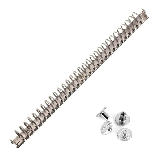 Virtarlux A4 多穴式リング バインダー金具 背なしタイプ 30穴【A4-30-20/17】17mm×307mm リング内径20mm 鉄ニッケル鍍金 シルバーシカゴスクリュ付き 手帳 製本