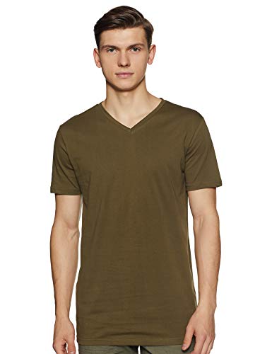 Image of ABOF Men's Solid Slim fit T-Shirt (BOA19AMCWTE3037124 Olive XXL Green