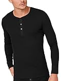 Langarmshirt für Herren, aus der SCHIESSER-Serie 'Retro Rib', mit trendiger Metall-Knopfleiste, körperbetonte Schnittform, optimaler Tragekomfort dank 95% nachhaltigem Organic Cotton und 5% Elastan, in perfekt sitzender, elastischer Doppelripp-Qualität