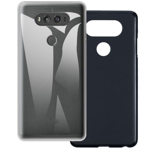 UOGNADGD 2-Pack TPU Case Compatible with LG V20 Phone Cover - Shockproof Flexible Protective Accessories with Precise Cutouts (Clear+Black)
