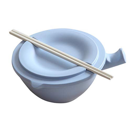 JYC/Amazon.Hot.Newest.Releases | Bamboo Fiber Instant Noodle Fruit Rice Bowl Bowl with Lid and Chopsticks (Blue)