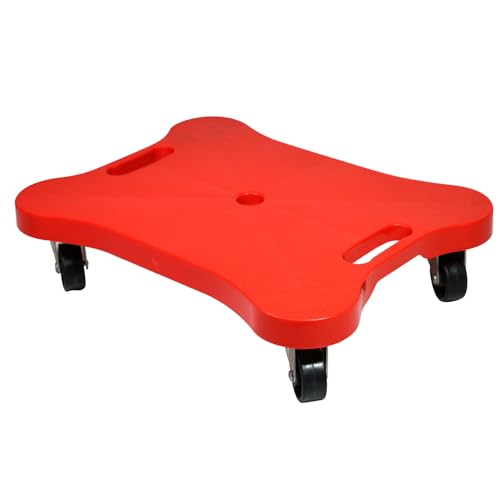 Image of GISCO Sports Sitting Scooter Board with Handles for Kids & Children (Red) | Plastic | Flat Sitting Scooter with Casters for Kids | Gym Activities Equipment Elementary School