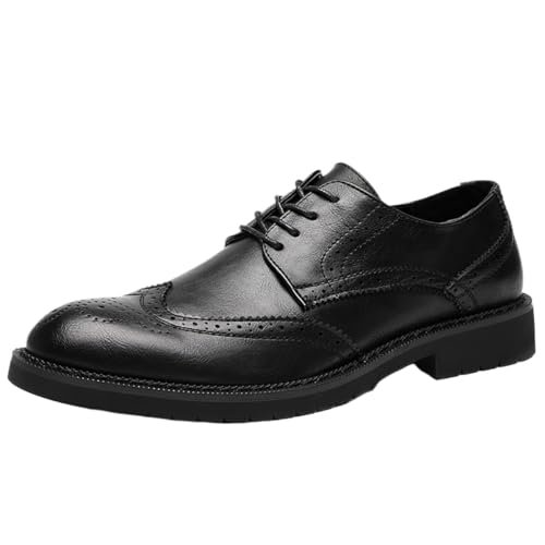 Men's Genuine Leather Derby Shoes Lightweight Anti-Slip Sole Business Casual Oxfords for Weddings, Work & Outdoor Activities
