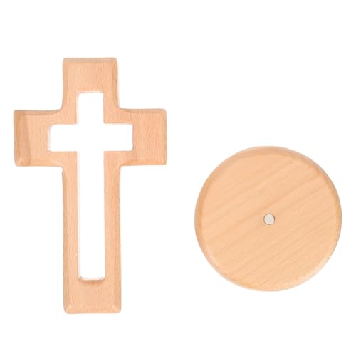 Cruz de madera HEATSHAKING de diseño sencillo y elegante con soporte estable para mesa