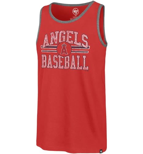 47 Men's Los Angeles Angels Winger Flanklin Red Tank Top - MLB Muscle T-Shirt (Large)