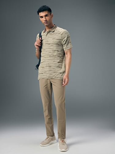 Image of TECHNOSPORT Men's Slim Fit Printed Half Sleeve Polo T-Shirt with Matpiq for Casual & Regular Use