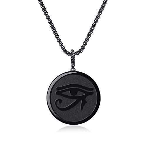 COAI Black Obsidian Necklace - Horus Eye & Tree of Life Designs