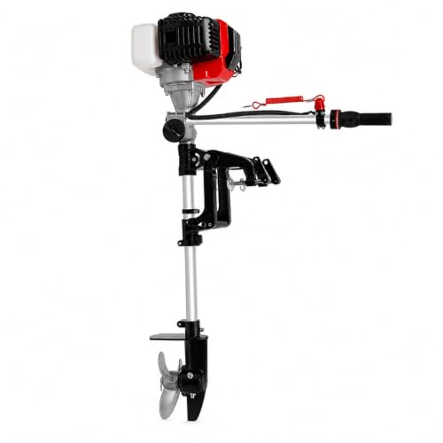 JDCEREN 2.3HP 2 Stroke Outboard Motor, 52CC Gas Powered Boat Engine, Single-cylinder Air Cooling Fishing Boat Motor with CDI Ignition for Fishing Boats, Inflatable Boats