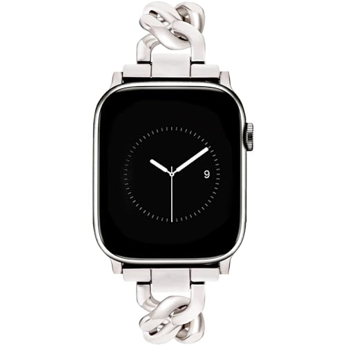 Image of JR.DM Starlight Watch Bands for Women Compatible with Apple Watch 38mm 40mm 41mm 42mm(S10 /11) Adjustable Metal Cowboy Steel Single Chain Bracelet for iWatch Series 11 /10 /9 /8 /7 /6 /5 /4 SE 3 /2 /1(No Case)