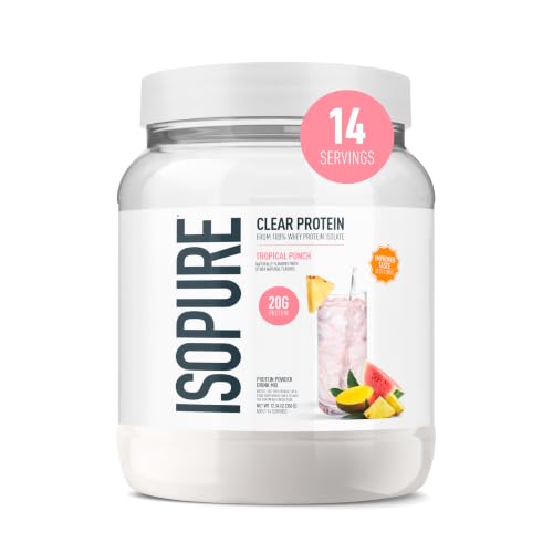 Image of Isopure Clear Whey Isolate Protein Powder, Tropical Punch, 14 Serving