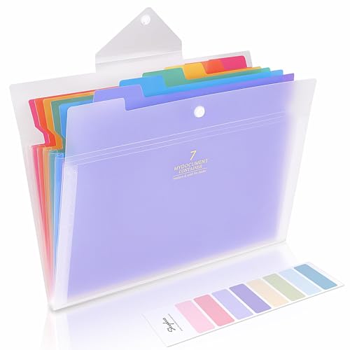 Skydue Pastas de arquivo expansíveis, 7 bolsos, pasta de arquivo com fecho de pressão A4 e organizad