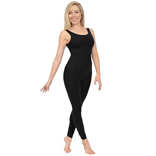 Stretch is Comfort Women's Teamwear Cotton Tank Unitard Black Medium