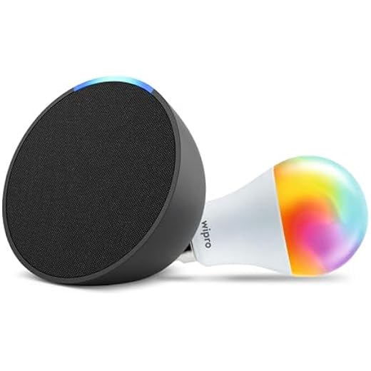 Amazon Echo Pop Black Smart Home Speaker Combo with Wipro