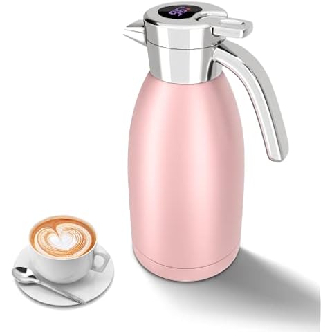 Thermal Coffee Carafe Jugs/Vacuum Jug, UYOTBKEUB 2.2L Double Wall Vacuum Water Jug Intelligent Temp Display Insulated Coffee Pot for Tea,Juice,Coffee,Milk Cover