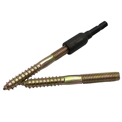 Image of 10pcs M8X80mm Double Thread Self Tapping Screws for Furniture Connector Sofa and Stair Fittings with 1pcs Thread Hanger Bolt Driver