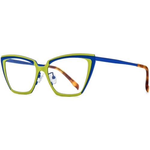 Image of FONEX Colorful Pure Titanium Glasses Frame Women Retro Round Eyeglasses