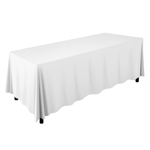 Lann's Linens - 90' x 132' Premium Tablecloth for Wedding/Banquet/Restaurant - Rectangular Polyester Fabric Table Cloth - White