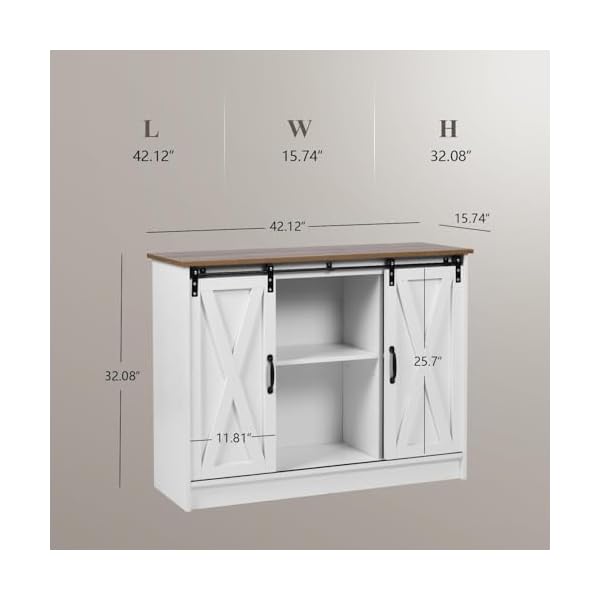 4ever2buy farmhouse coffee bar cabinet with sliding barn doors white coffee bar with storage kitchen coffee bar cabinet with adjustable shelf farmhouse coffee bar buffet cabinet for living room  urban country home decor