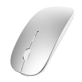 SUNGI Bluetooth Mouse for Laptop/MacBook/iPad/Android PC,Rechargable Quiet Slim Wireless Mice for Windows/Linux/Tablet,Silver