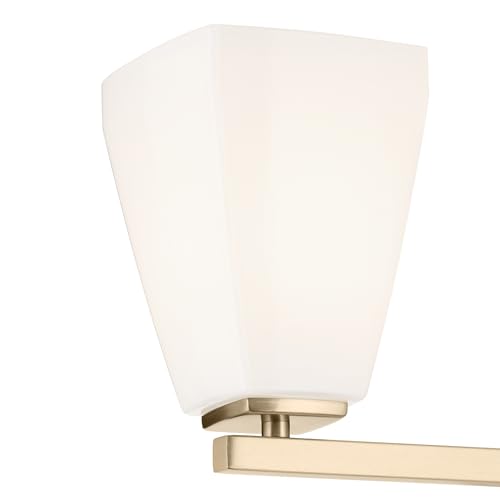 Image of Kichler Marant 21.25 inch 3-Light Bathroom Vanity Light Fixture with Opal Glass in Champagne Bronze for Over Mirror, Modern Wall Mount (21.25 inch W x 9.5 inch H), 55216CPZ