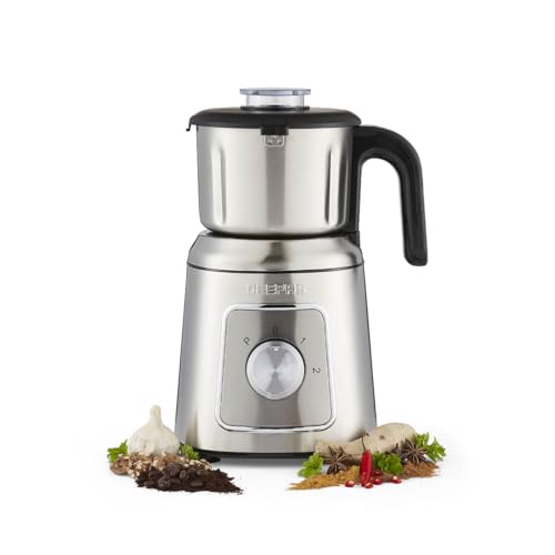 GEEPAS Wet & Dry Mixer Grinder | Electric Coffee Grinder for Dry Spices Chutneys & Curries Stainless Steel Housing | Safety Lock 2 Speed with Pulse Detachable Body Jar | 2 Year Warranty 600W Silver