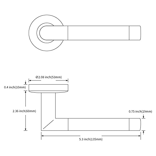 Astrée Türgriffe aus Edelstahl Türklinken Innentüren Set mit Türbeschlag für Badezimmertüren, Rund-Rosette, L-Form, WC - Badezimmer(Profilzylinder) - Image 4