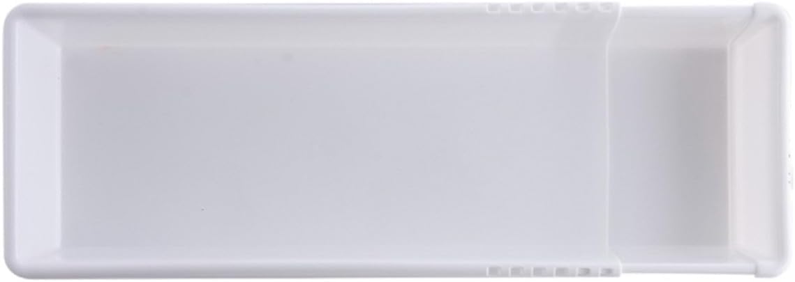 Adjustable Drawer Storage Tray with Dividers, White Plastic Organizer