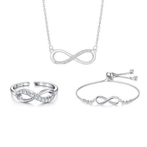 Image of Nilu's Collection Infinity Shape Cubic Zirconia Diamond Bracelet for Women Jewelry for Gift, Adjustable Charm Bracelet