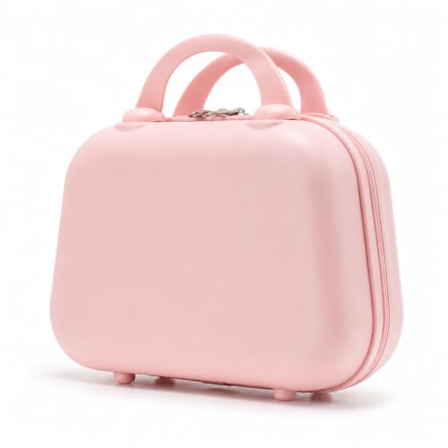 Image of BLUE BEADS Travel Makeup Case with Lock & Luggage Strap, ABS Hard Shell Cosmetic Vanity Case, Portable Makeup Organizer for Women, Beauty Storage Box for Makeup & Toiletries (Light Pink, Model 4)