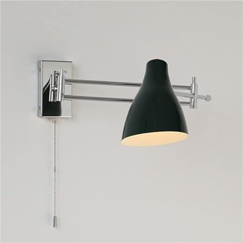 Aplique de Pared LED Moderno, luz de Pared Naranja y Verde con Interruptor de cordón, Brazo Doble Extensible, Brazo oscilante de Hierro Creativo, luz de Montaje en Pared para Sala