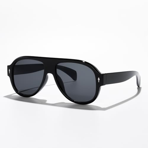 Vintage Aviator Sunglasses for Men Women Oversized Rivet Frame Stylish Retro Shades for Driving Travel Street Fashion