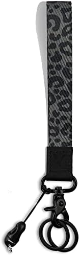 Yiflin Cute Wrist Lanyard for Keys, Keychain, Wallet, Id Holder, Cell Phone, Wristlet Lanyard Key Chain Holder（Black Leopard）
