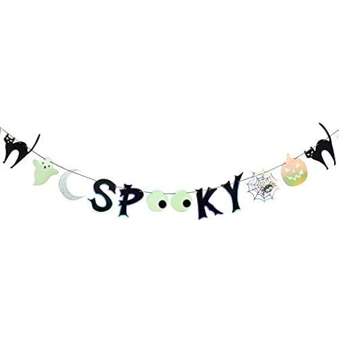 Spooky Halloween - Party Banner | Children's Halloween Party Decorations | Spiders, Jack O'Lantern, Black Cat, Ghost Banner | Halloween Wall Decor Cover