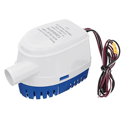 PIGENE Adjustable Small Submersible Pump 1200GPH 12V Boat Automatic Submersible Water Bilge Pump Auto with Float Switch Submersible Electric Water Pump 12V