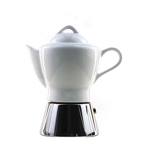 Moka Consorten Italienischer Espressokocher »Nicole« | Edelstahl und weißes Porzellan | Höhe: 16 cm | Füllmenge: 210 ml | Made in Italy Cover