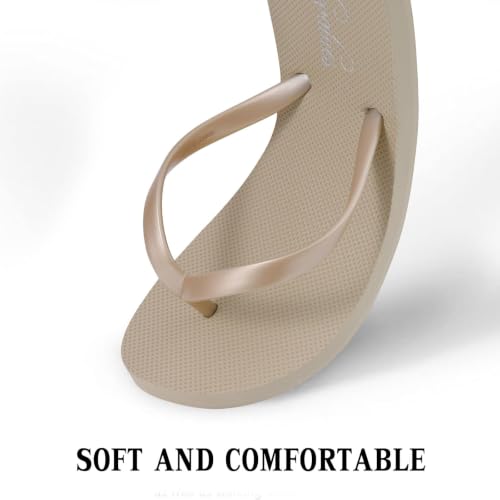 Image of shevalues Slim Basic Flip Flops for Women with Comfortable Yoga Mat | Lightweight Non Slip Rubber Sandals for Beach, Shower, Pool & Summer Casual Wear