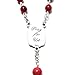 Handmade Saint Christopher 1-Decade Rear View Mirror Car Rosary with Red Beads